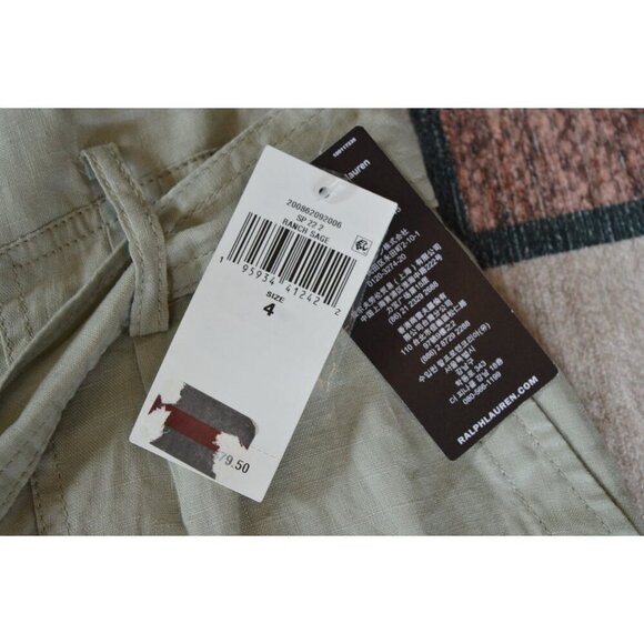 NWT Lauren Ralph Lauren Women's Belted 100% Linen Shorts Size 4 Ranch Sage Green - Picture 4 of 7